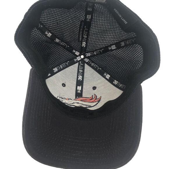 New Era 39Thirty Denver Broncos Medium Large Flex Fitted Hat Cap Black - Picture 6 of 9